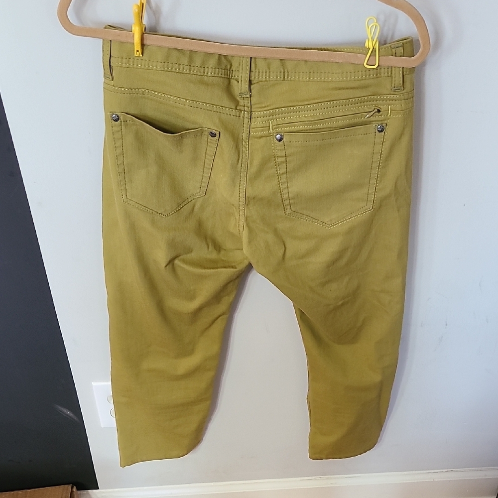 Athleta Green Moss Cropped Denim Hiking Pants, Pink Pockets. Size 6 - Picture 6 of 11